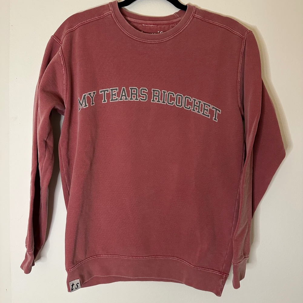 Taylor Swift My Tears Ricochet Folklore Red Crewneck Sweater Size S RARE